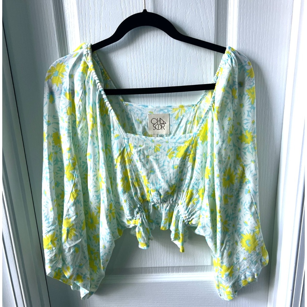 Chaser Womens Top Monarch Crop Daisy Floral Boho Festival‎ Forest Fairy Size S